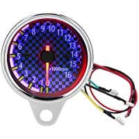 Tacómetro para motocicleta Luz de fondo LED 0-16000 rpm - min Tacómetro digital RPM Gauge Universal para motocicleta DC…